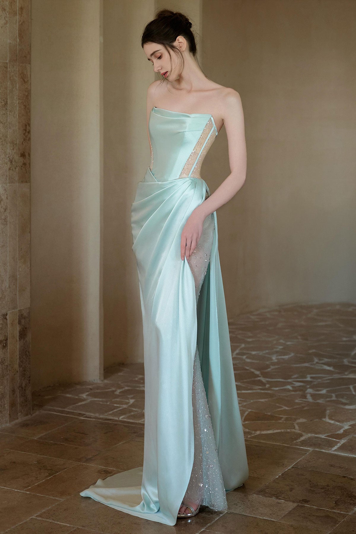LF Mint Green Satin Gown