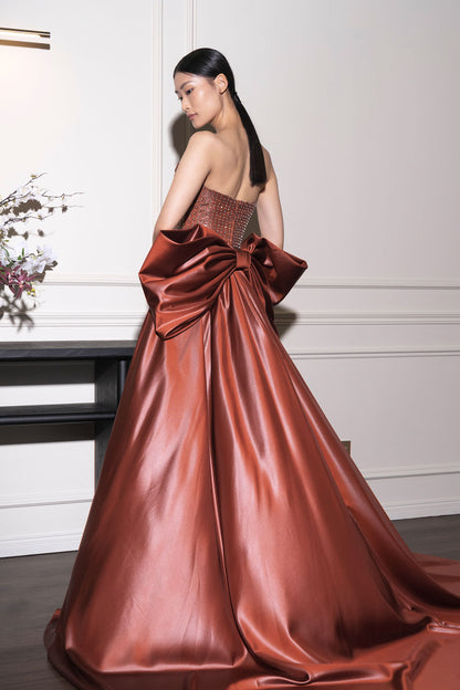 F Phoenix Maroon Overskirt Gown