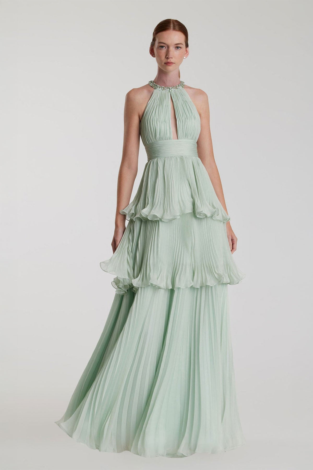 MD Mint Green Chiffon Gown