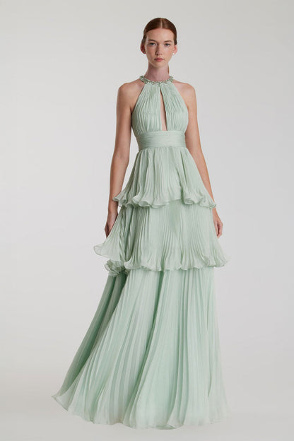 MD Mint Green Chiffon Gown