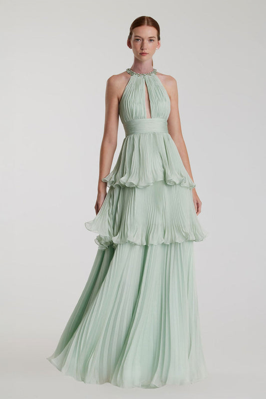 MD Mint Green Chiffon Gown