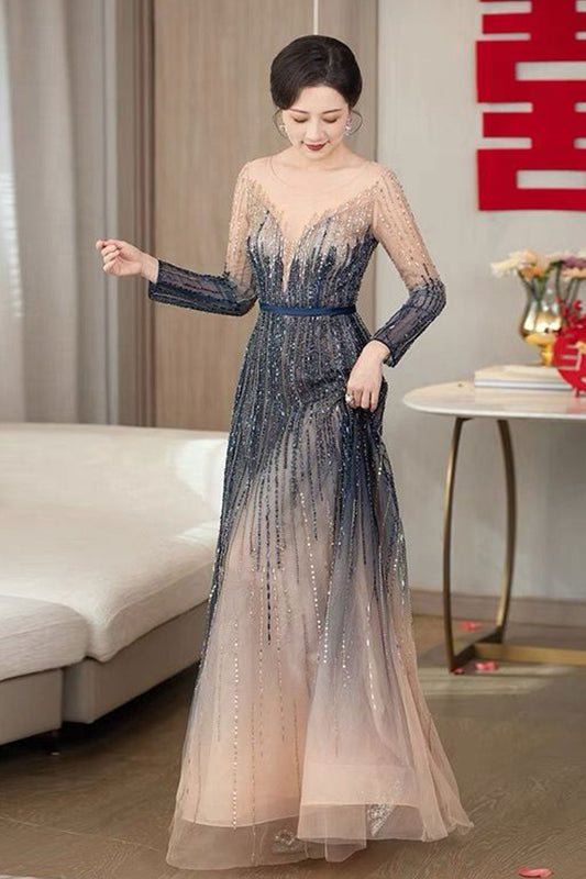 GH Atiana Navy Long Sleeve Gown