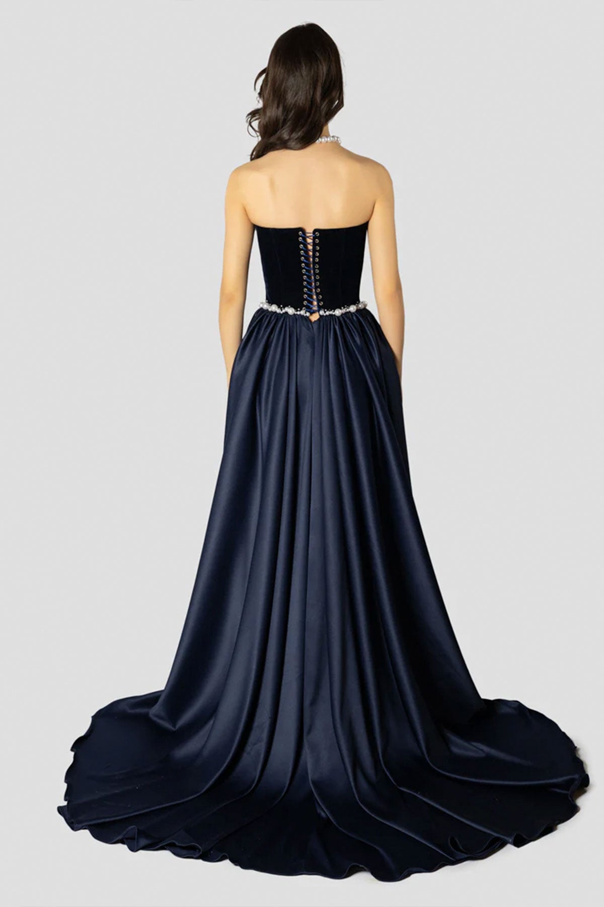 GH Valentine Velvet Navy Pearl Gown