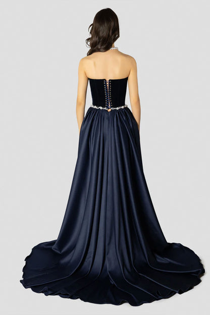 GH Valentine Velvet Navy Pearl Gown
