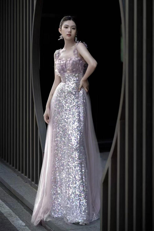 JZW Addy Purple Shinning Gown