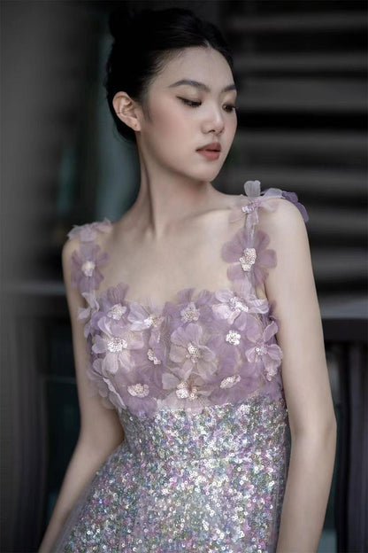 JZW Addy Purple Shinning Gown
