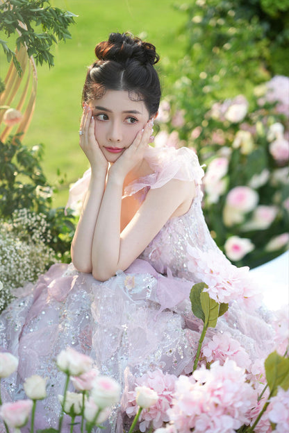 JZW Hattie Purple Floral Gown