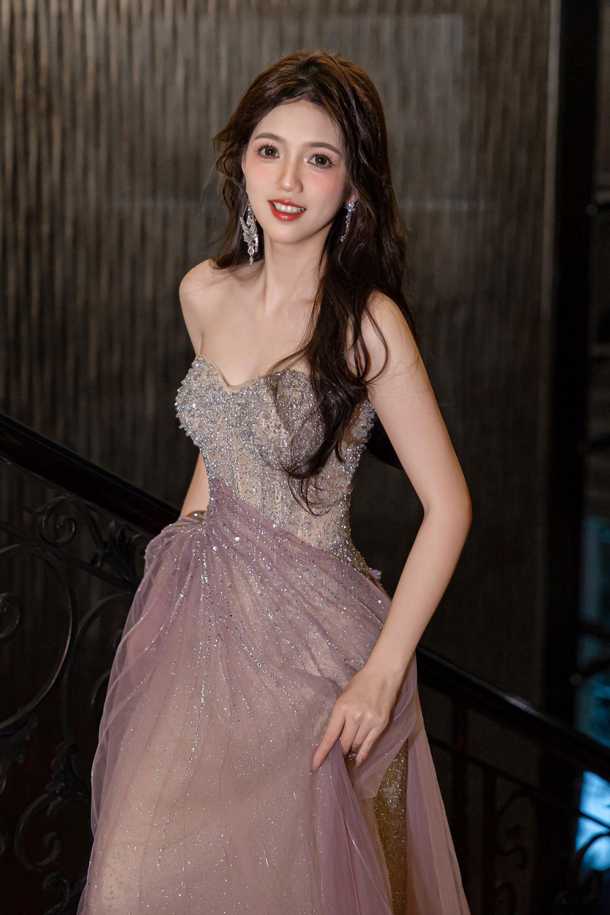 RL Purple Shinning Stone Gown