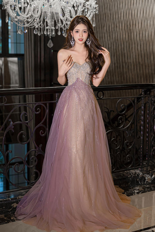 RL Purple Shinning Stone Gown
