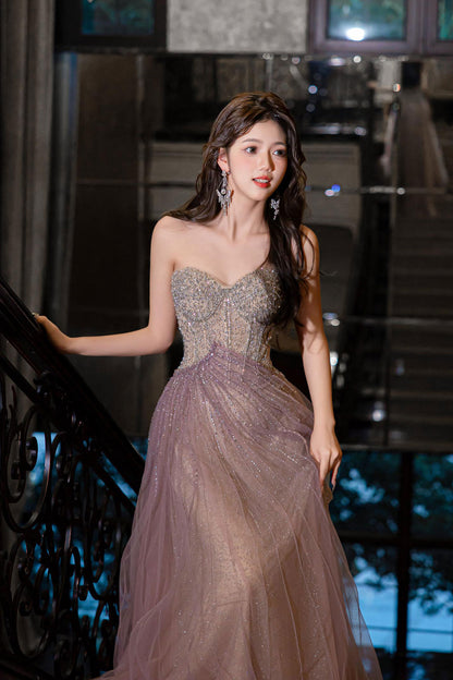 RL Purple Shinning Stone Gown