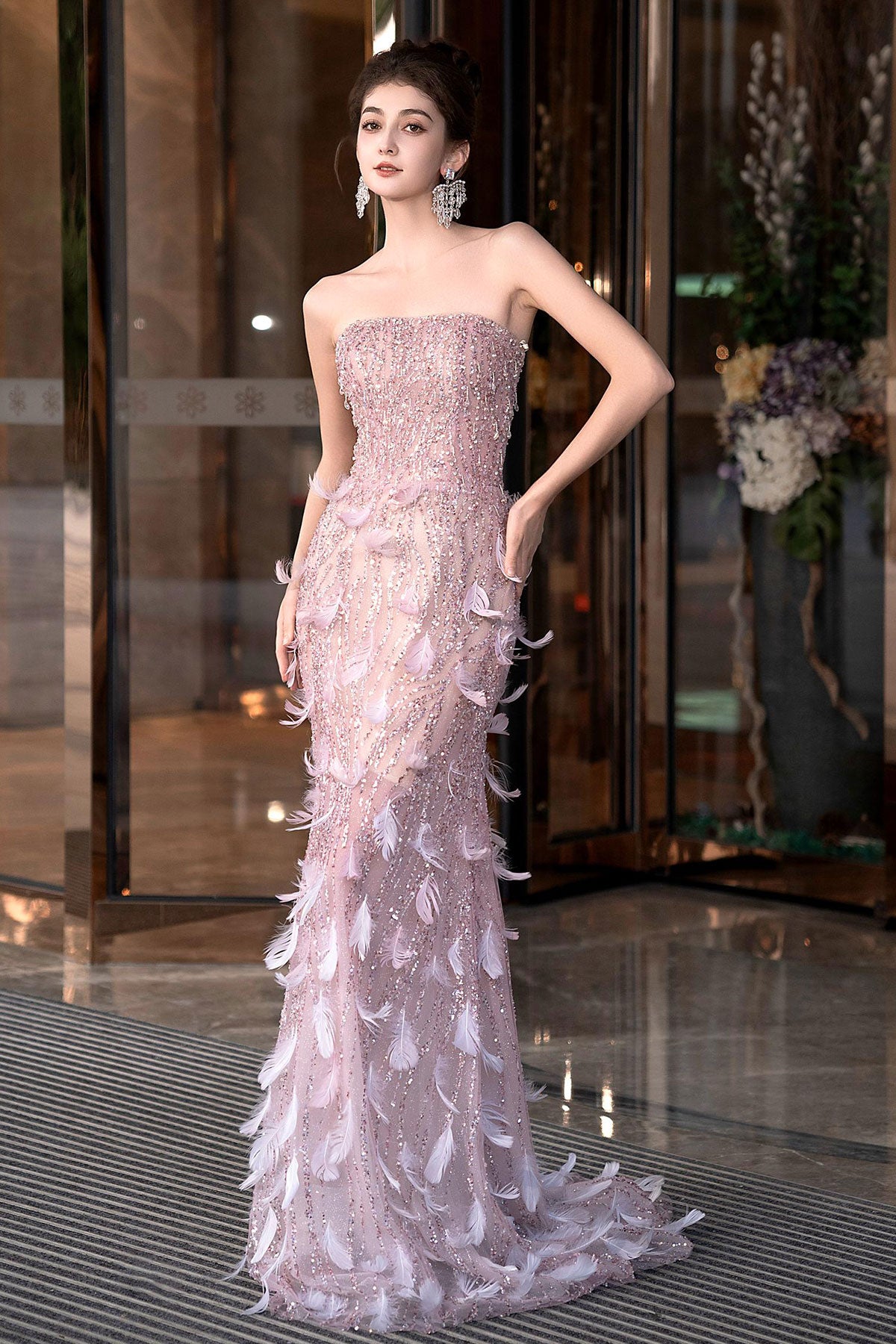 RL Catiana Pink Feather Gown