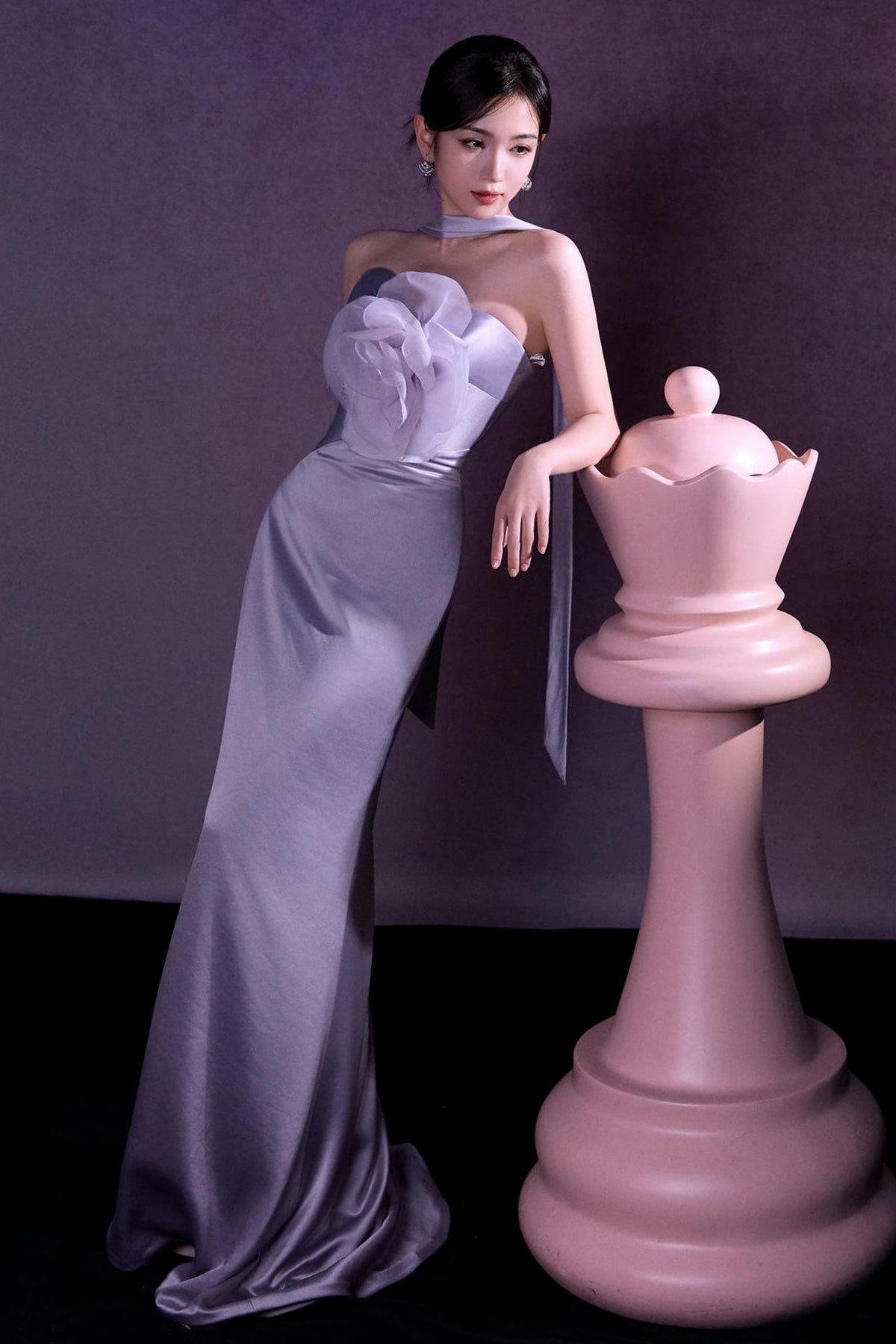 SS Rita Flower Satin Mermaid Gown