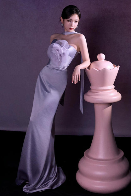 SS Rita Flower Satin Mermaid Gown