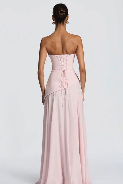 Boo Cowl Pink Chiffon Gown
