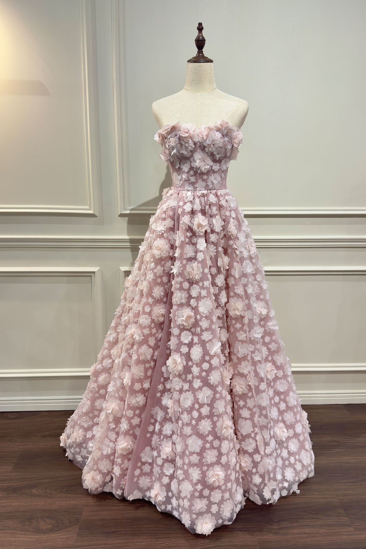 GH Floral Pinky Off Shoulder Ballgown