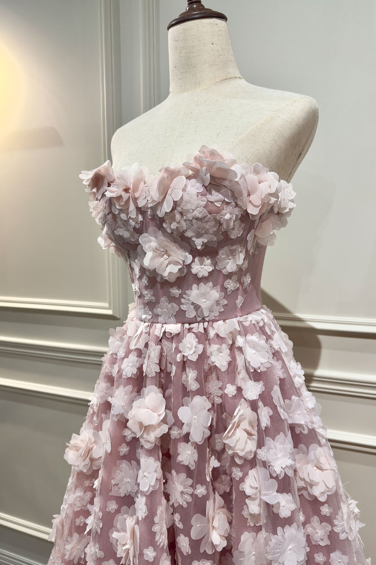 GH Floral Pinky Off Shoulder Ballgown
