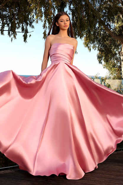 JA Catiana Pink Flare Satin Gown