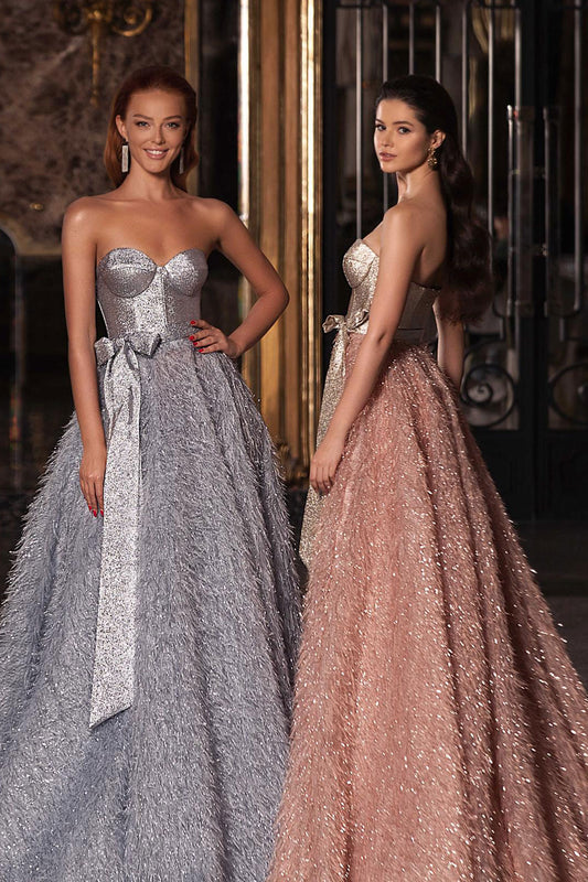 W Calia Feather Pink Ballgown