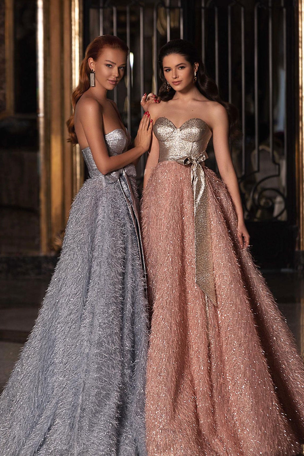 W Calia Feather Pink Ballgown