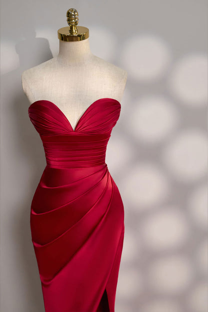 VD Chloe Sweetheart Red Satin Gown