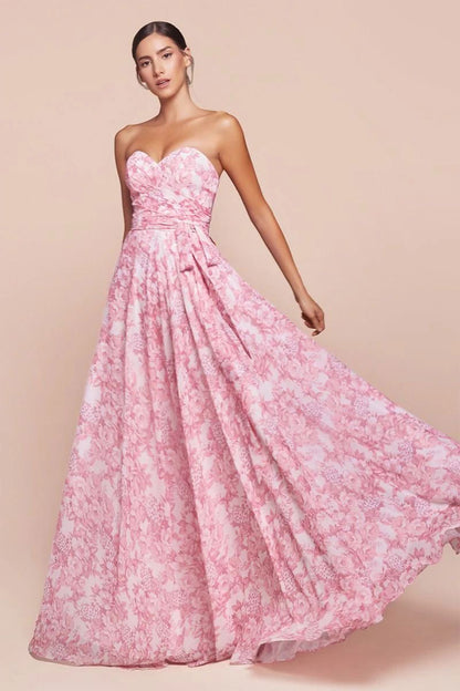 CD Adina Blush Flare Floral Gown