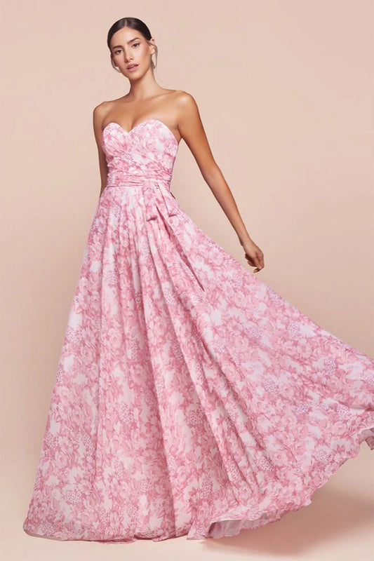 CD Adina Blush Flare Floral Gown