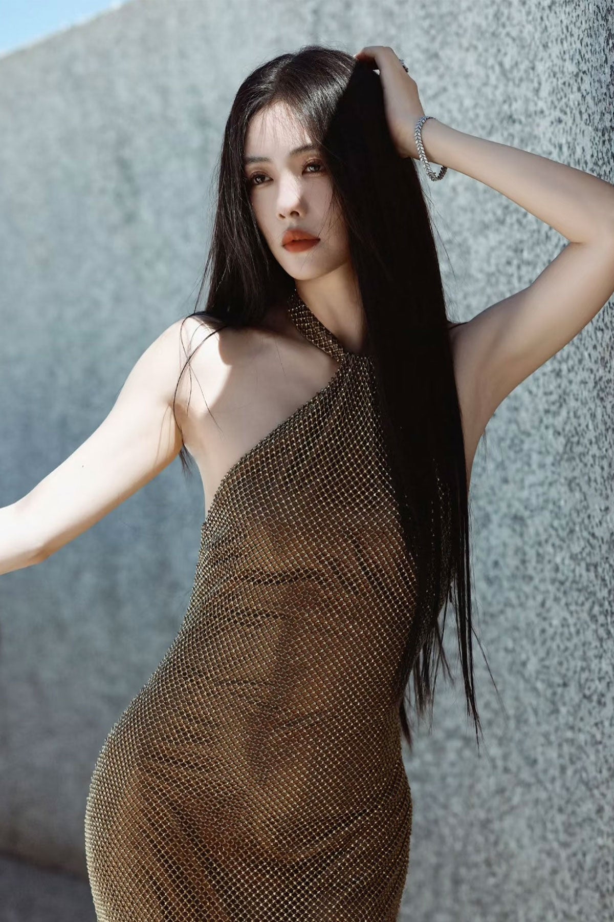 GH Celine Halter Metalic Gown
