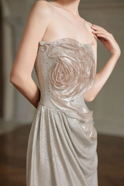 F Rose Silver Mermaid Gown