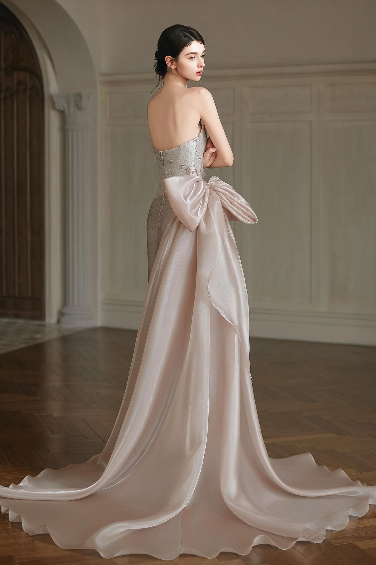 F Rose Silver Mermaid Gown