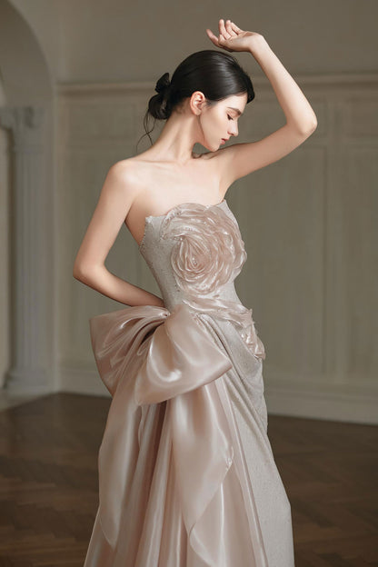 F Rose Silver Mermaid Gown