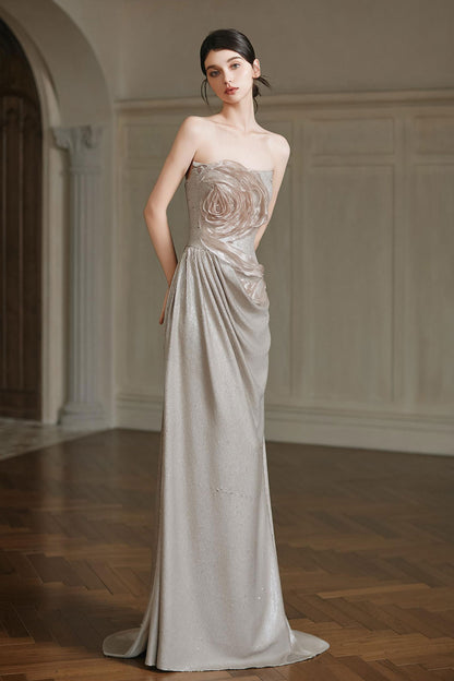 F Rose Silver Mermaid Gown