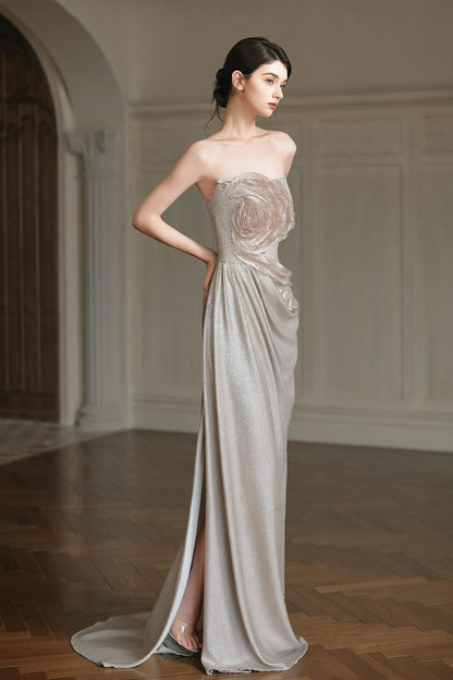 F Rose Silver Mermaid Gown
