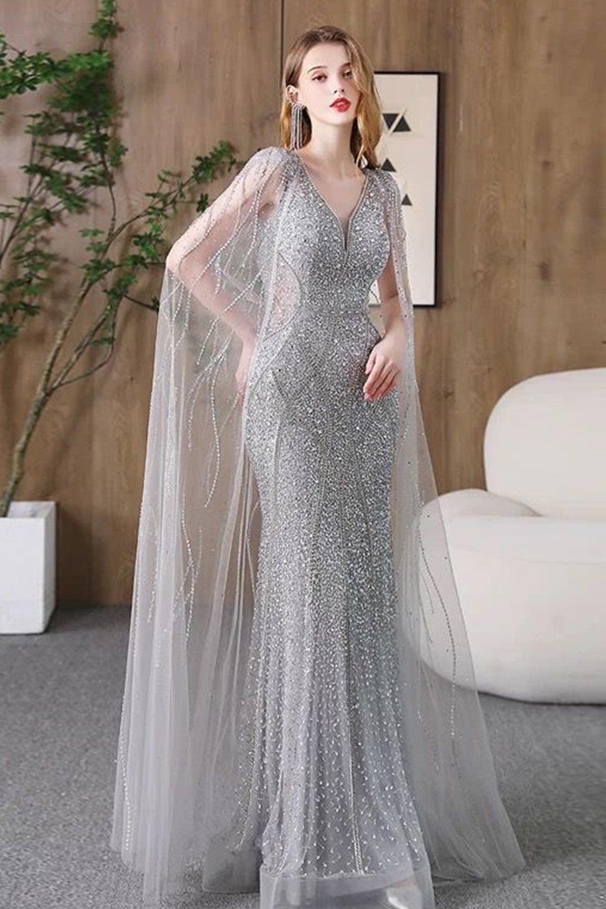 GH Cleo Silver With Cape Gown