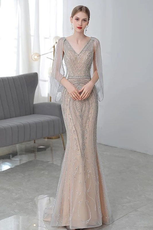 GH Cynthia SIlver Long Sleeve Gown