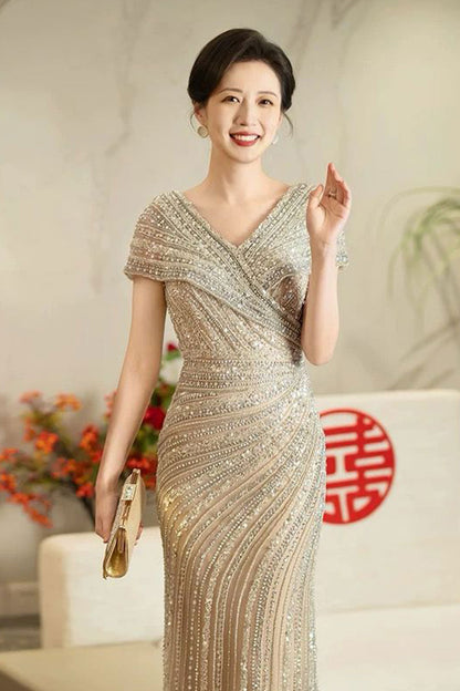 GH Christina SIlver Short Sleeve Gown