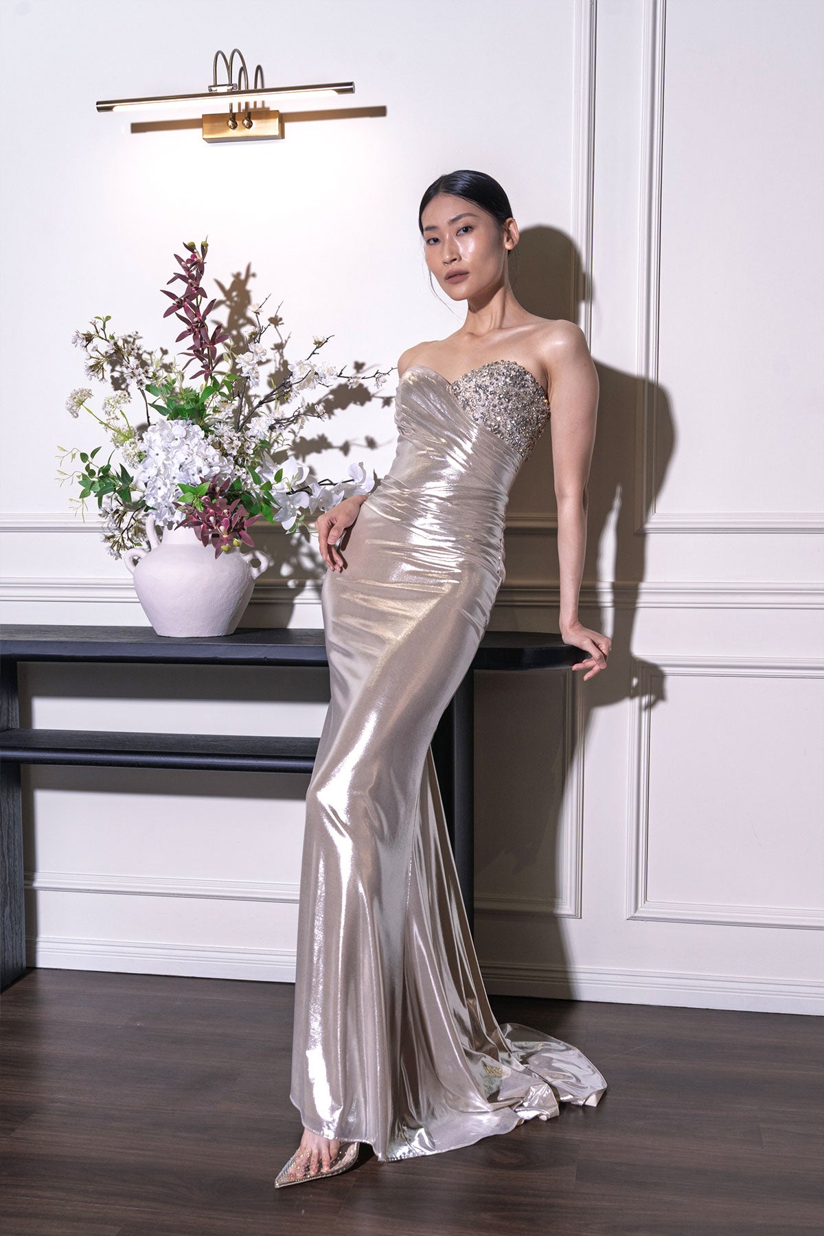 GH Silver Metalic Sweetheart Gown