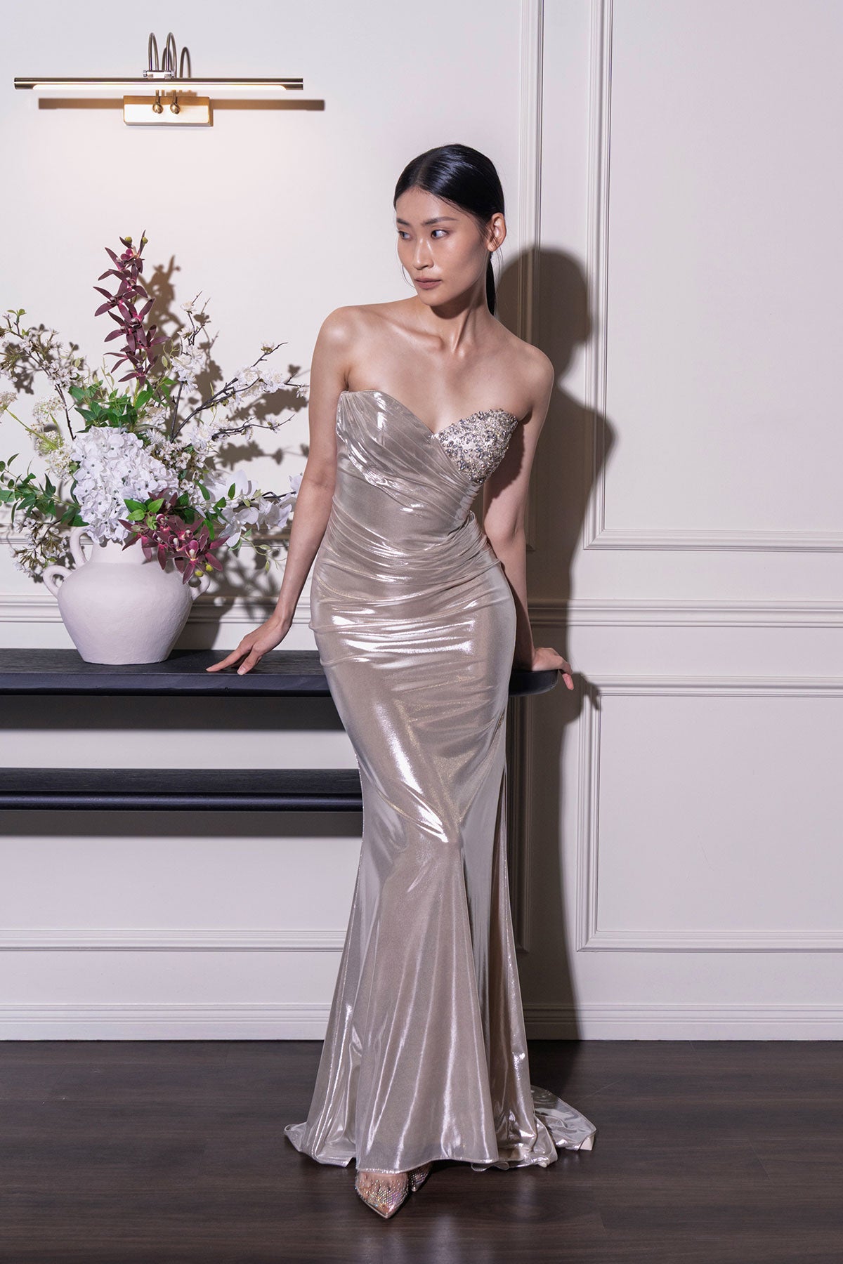GH Silver Metalic Sweetheart Gown