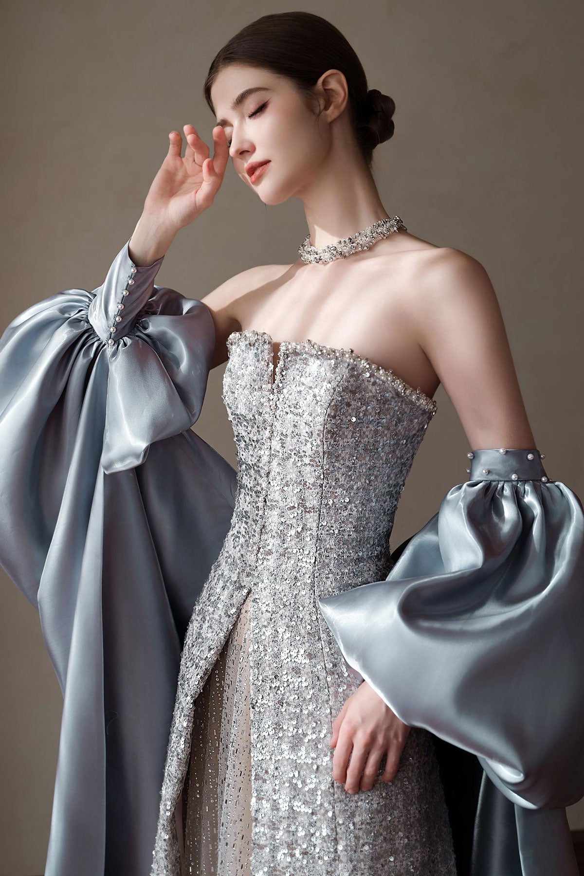silver tube dress LX Kim Silver Tube Overskirt Gown – The Gownhaus Collection