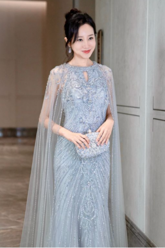 GH Hestia SIlver Halter Cape Gown