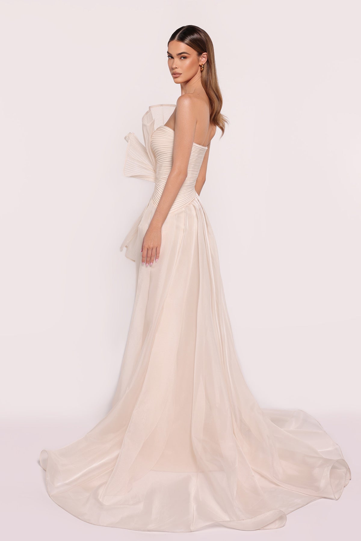 TE Vanilla Shell Chiffon Gown