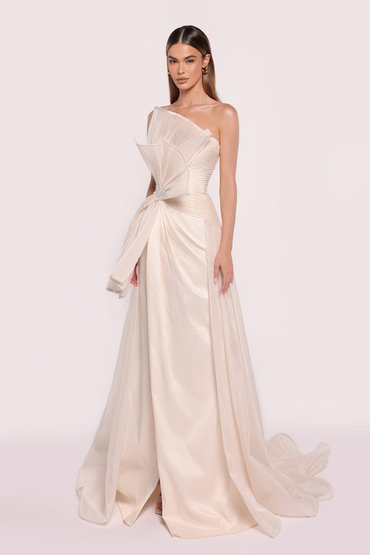 TE Vanilla Shell Chiffon Gown