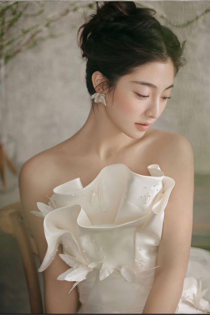 GH Gloria Tube White Satin Mermaid Gown