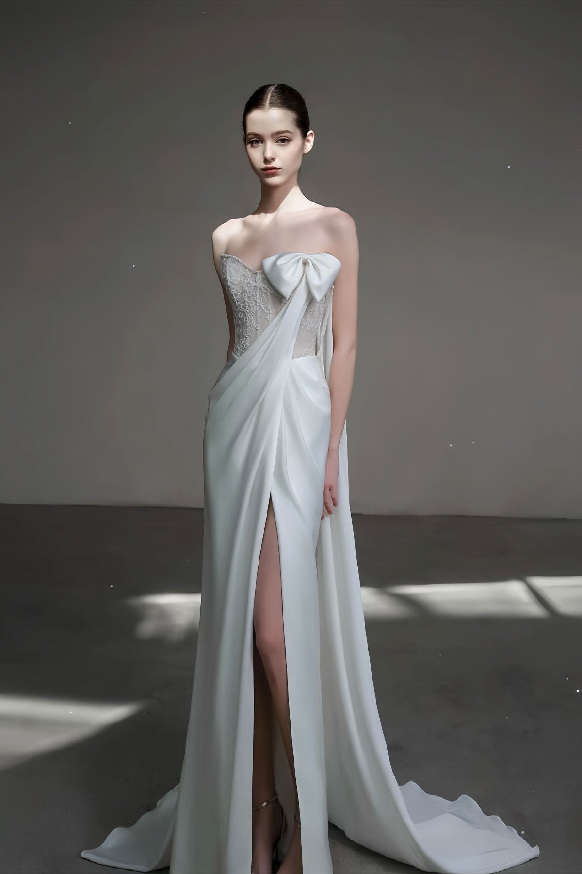 LX Bow Satin White Gown