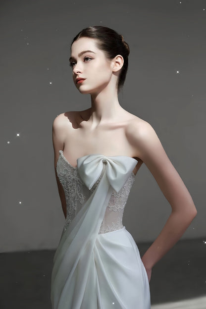 LX Bow Satin White Gown