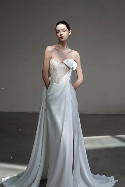 LX Bow Satin White Gown