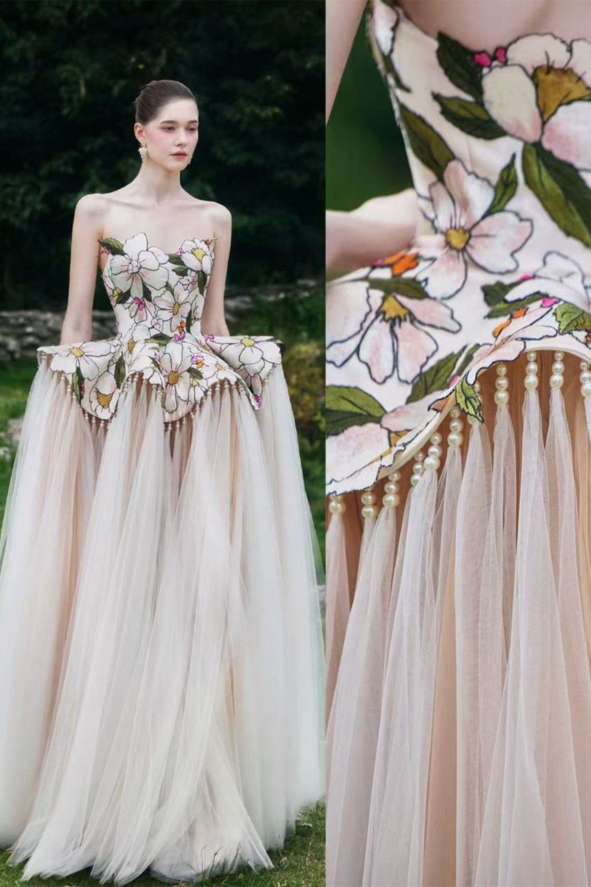 RS Embroidery Floral Gown