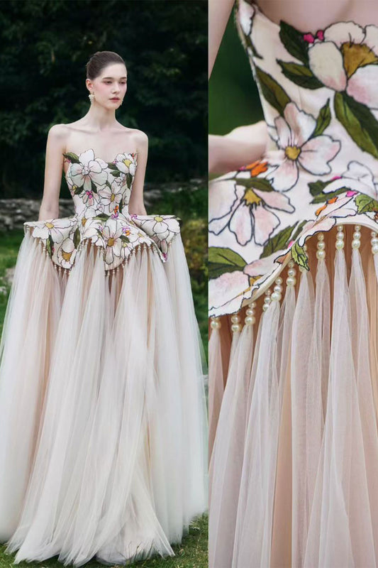 RS Embroidery Floral Gown