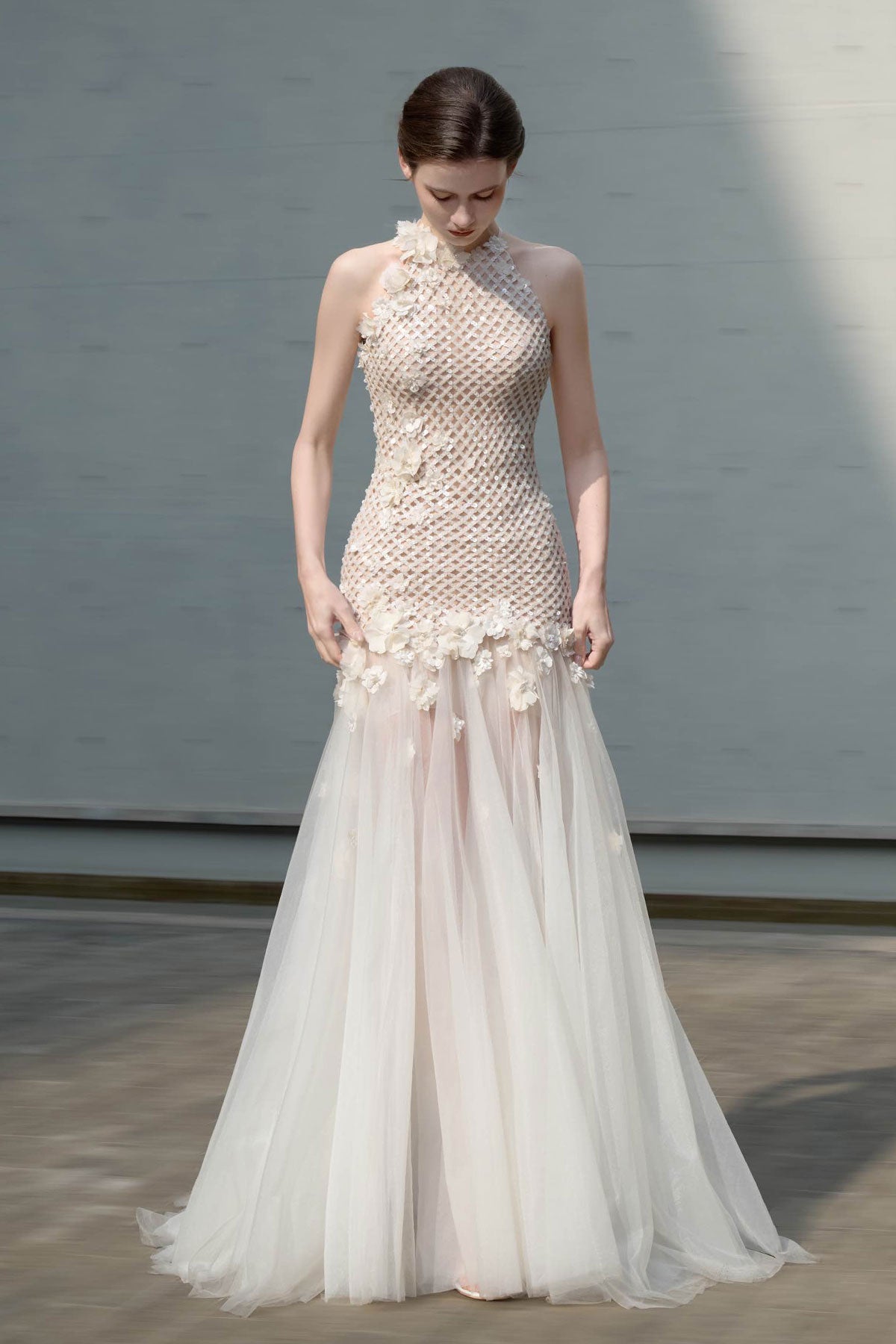 SV Moros Halter White Tulle Gown