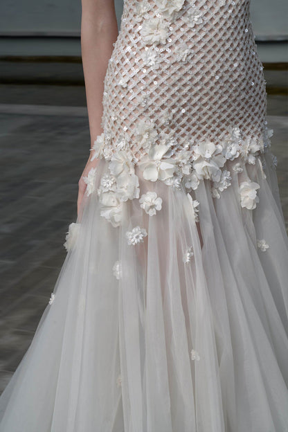 SV Moros Halter White Tulle Gown