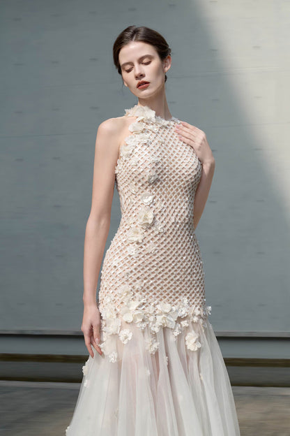 SV Moros Halter White Tulle Gown